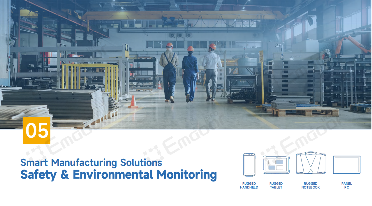 The fifth pillar of smart manufacturing is Safety and Environmental Monitoring