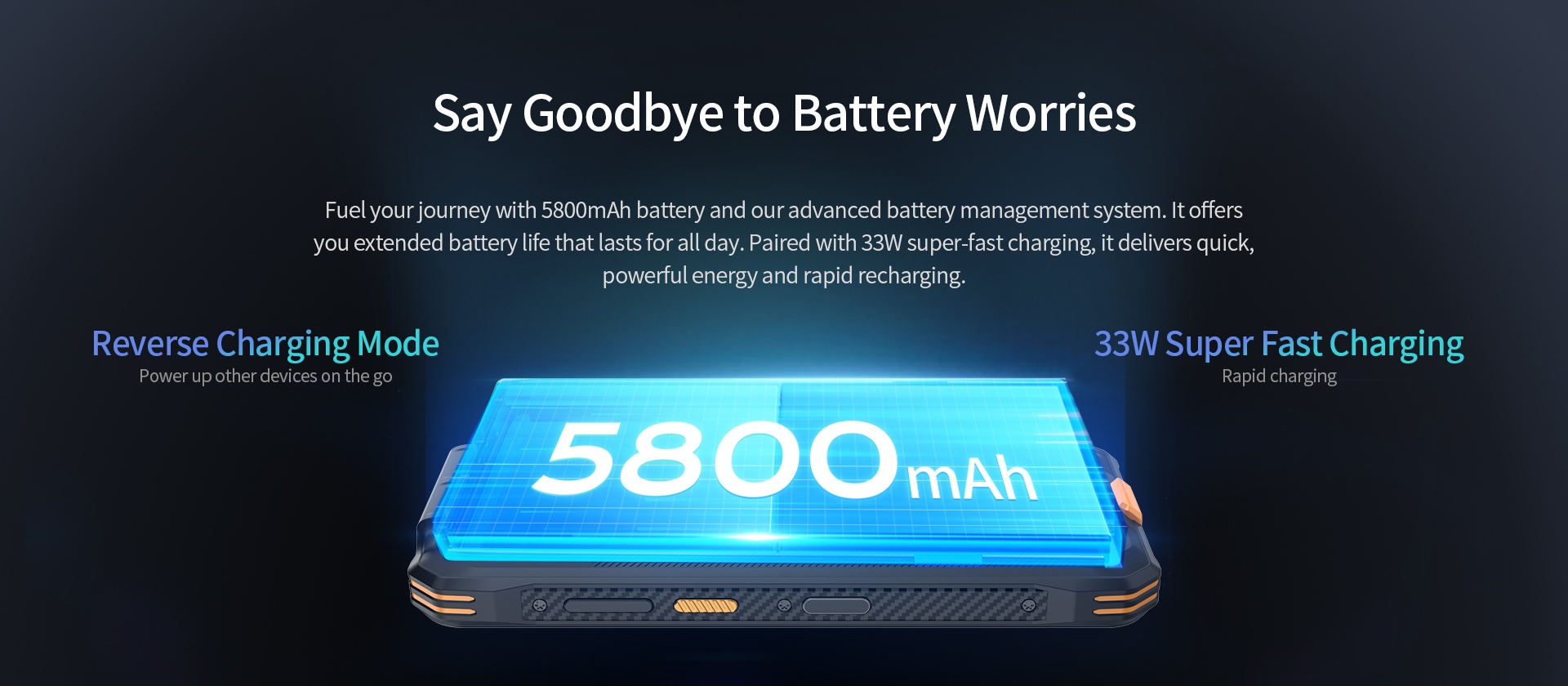 Fuel your jourey with 5800mAh battery and our advanced battery management system.