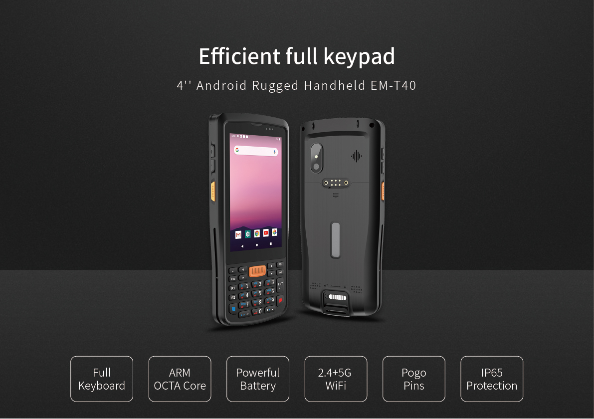 Efficient full keypad 4''Android Rugged Handheld EM-T40