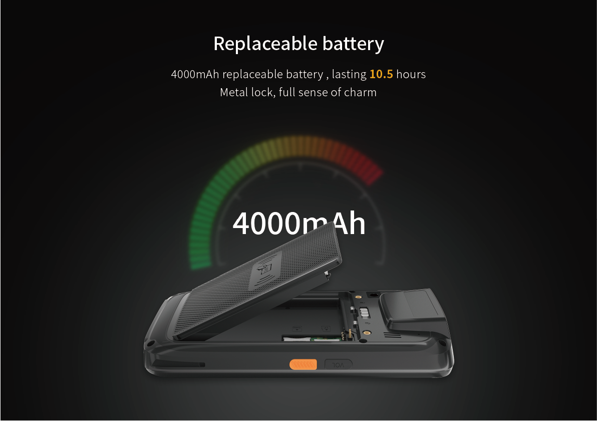 Replaceable battery 4000mAh replaceable battery , lasting 10.5 hours Metal lock, full sense of charm