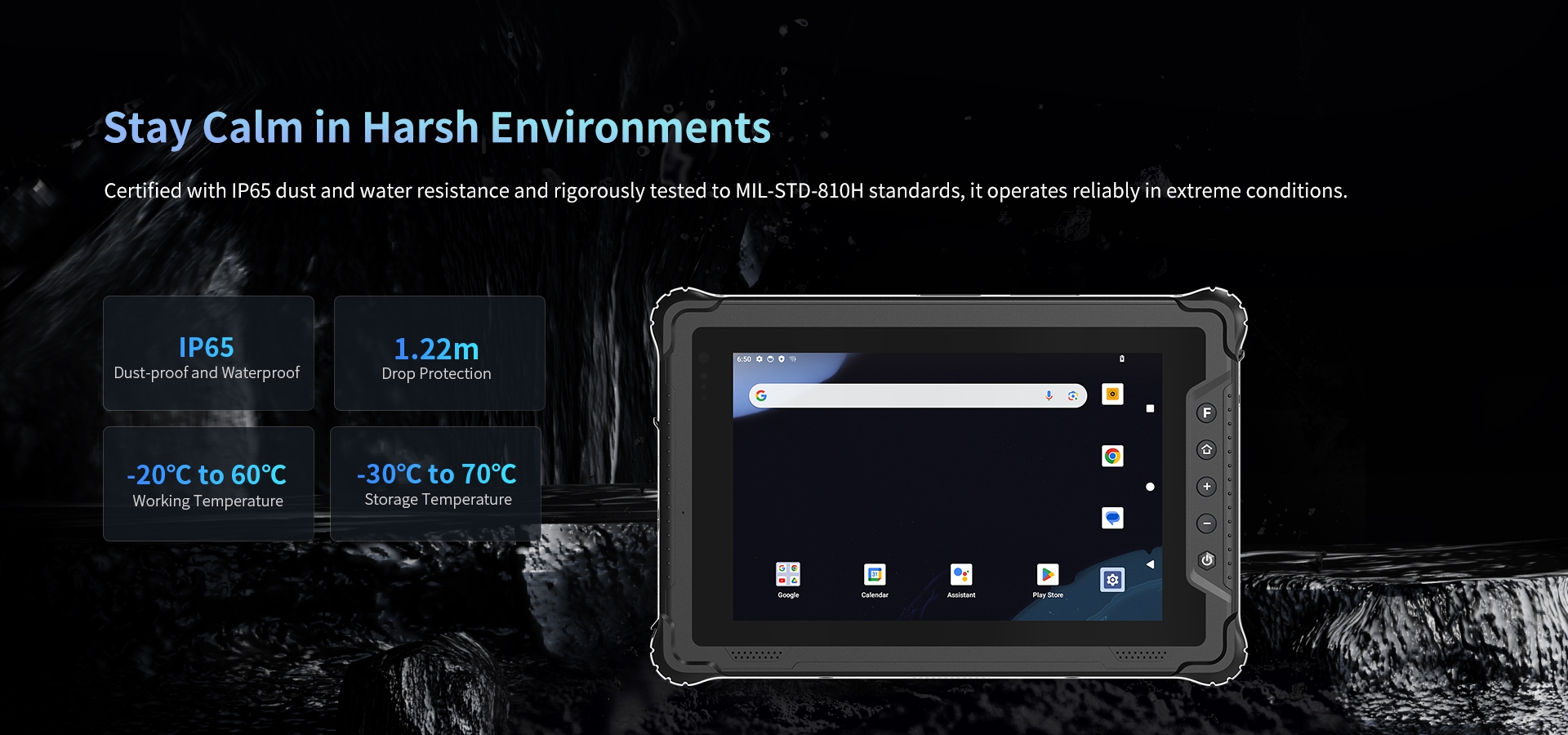 Certified with lP65 dust and water resistance and rigorously tested to MlL-STD-810H standards, it operates reliably in extreme conditions