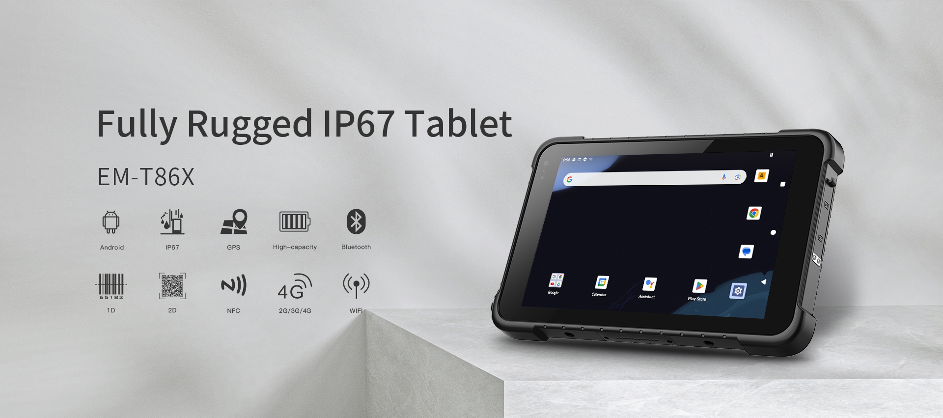 Fully Rugged lP67 Tablet EM-T86X