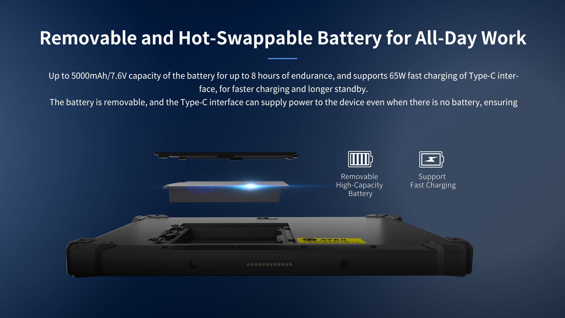 Removable and Hot-Swappable Battery for All-Day Work