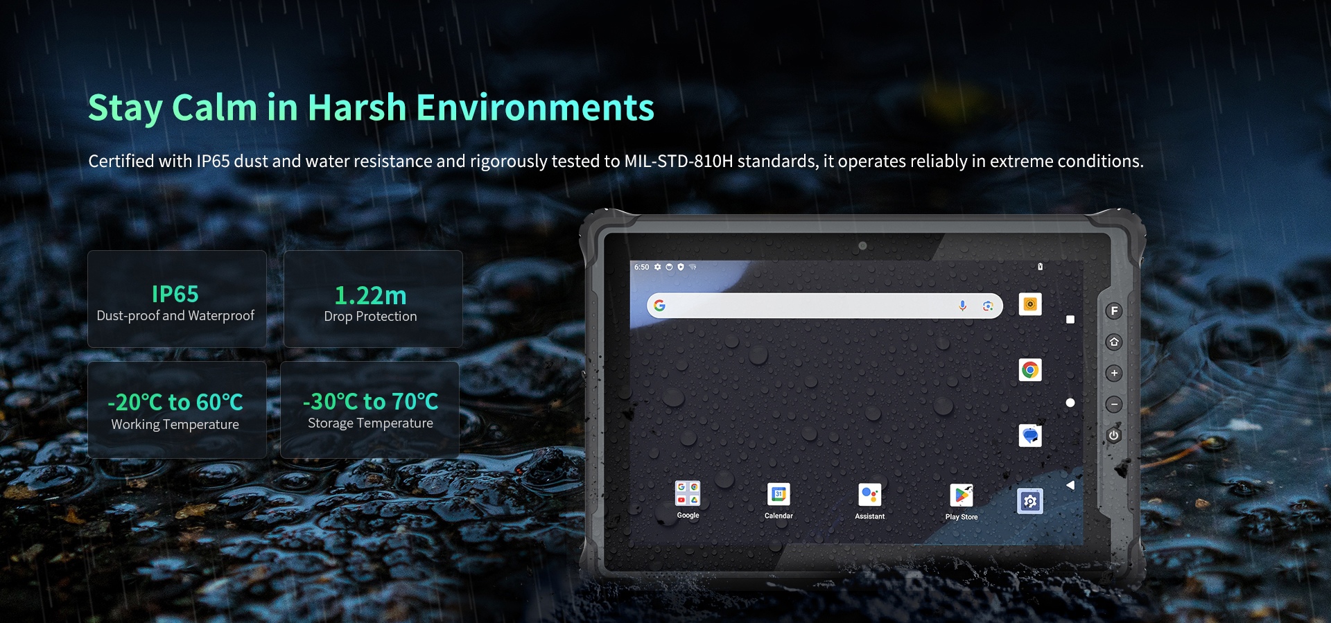 Certified with lP65 dust and water resistance and rigorously tested to MlL-STD-810H standards, it operates reliably in extreme conditions.