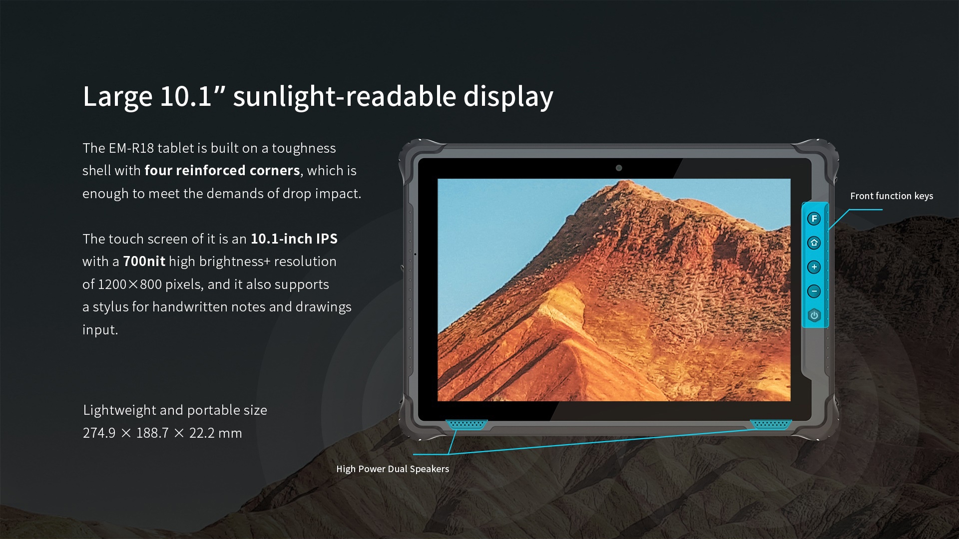 Large 10.1"sunlight-readable display