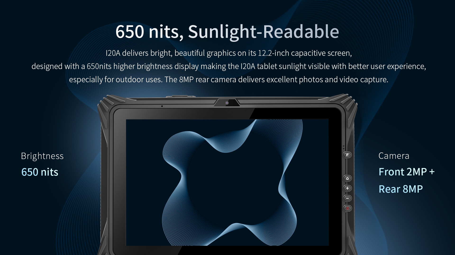 The 120A tablet features a 12.2-inch capacitive screen with a brightness of up to 650 nits. The 8-megapixel rear camera is equally impressive.