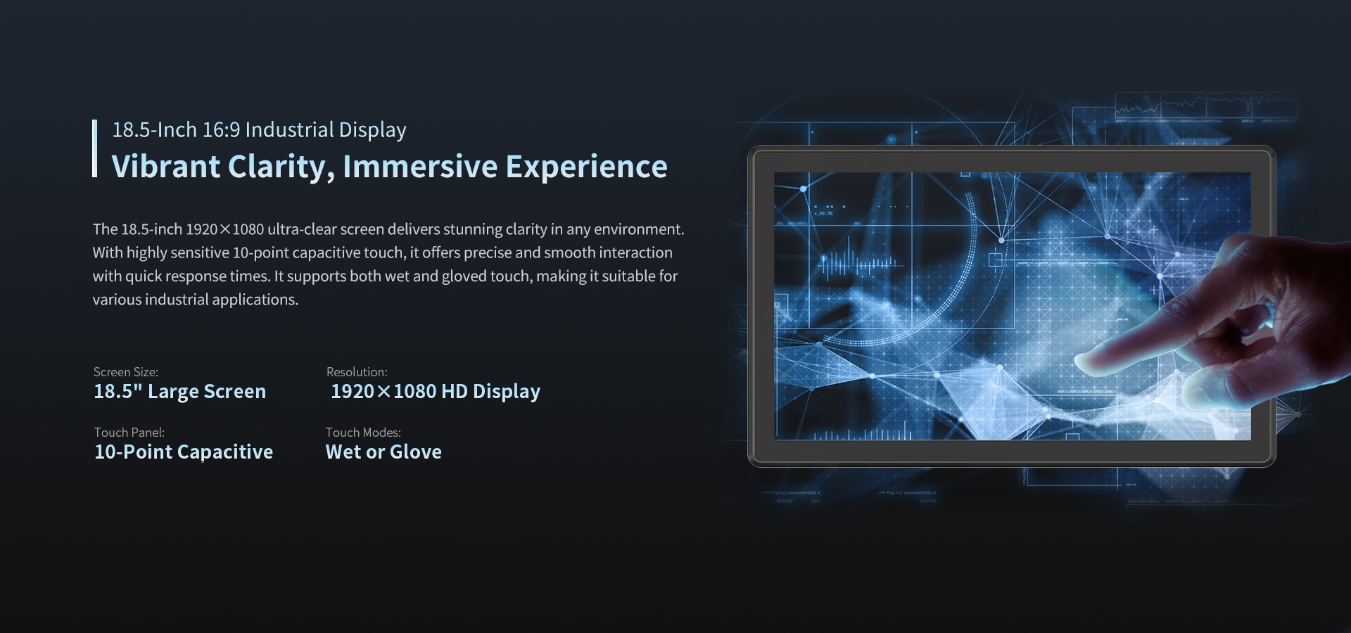 18.5-Inch 16:9 Industrial Display Vibrant Clarity,lmmersive Experience