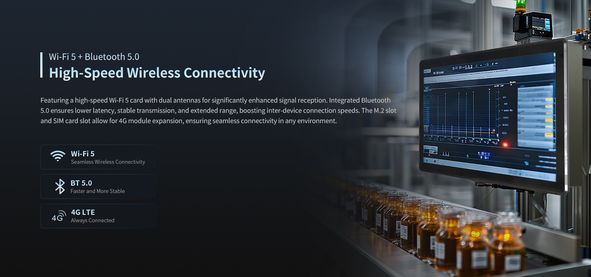 Featuring a high-speed Wi-Fi 5 card with dual antenna.enhanced signal reception.