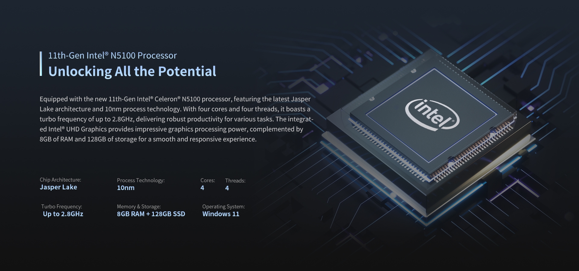 11th-Gen Intel° N5100 Processor