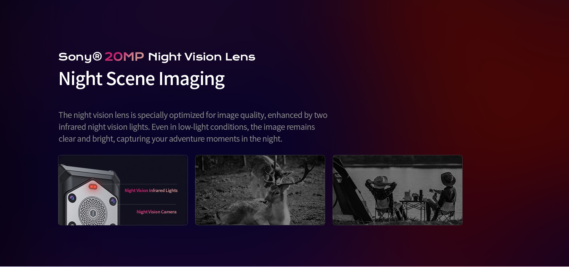 Sony@ 20MP Night Vision Lens
Night Scene lmaging