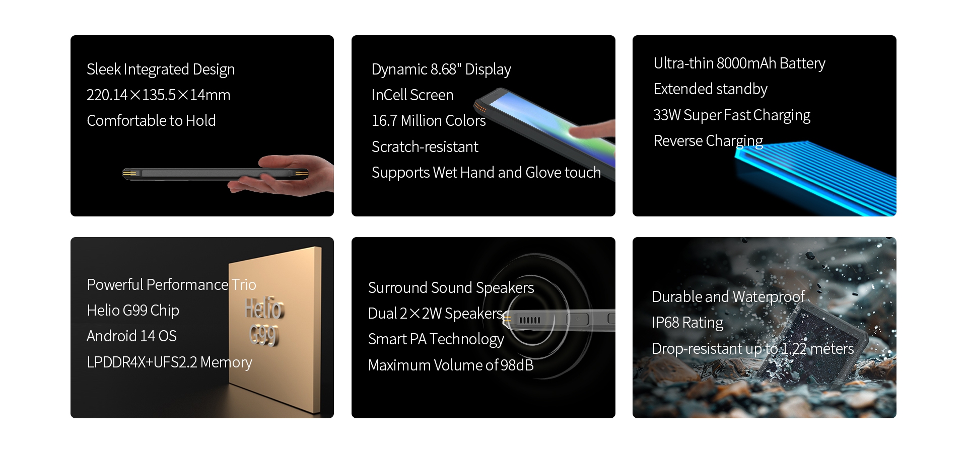 8.68 Inch Rugged Outdoor Tablet Android 14 Helio G99