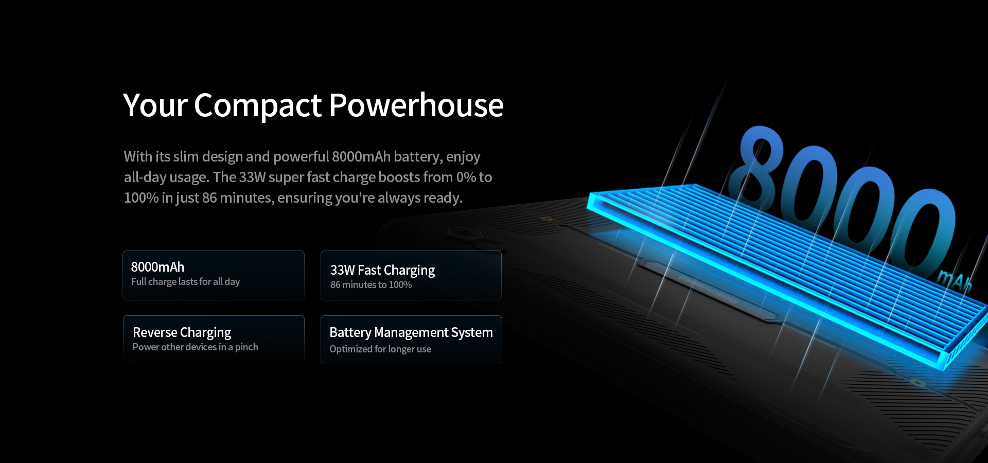 8000mAh/33W Fast Charging