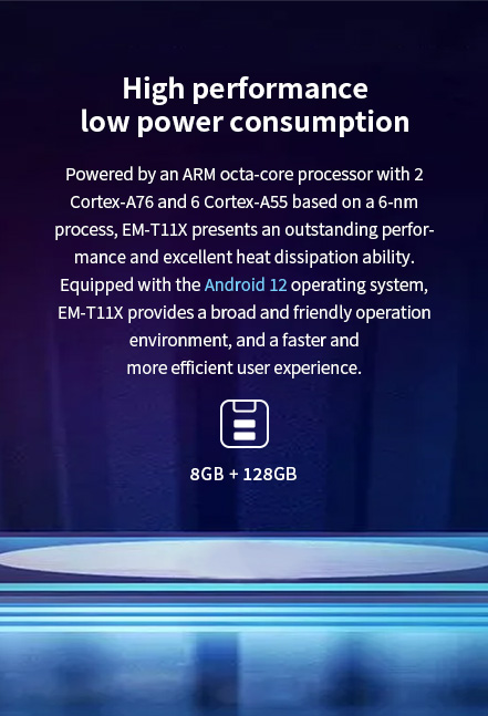 High-performance ARM octa-core (2 A76, 6 A55) 6nm processor with excellent heat dissipation, running Android 14 (optional 12) for efficient user experience.