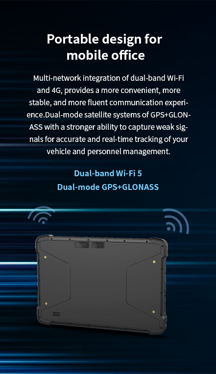 Portable design with dual-band Wi-Fi 5 and 4G for stable communication, plus GPS+GLONASS+Beidou for accurate real-time tracking.