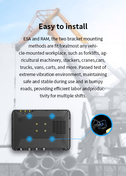 VESA and RAM, the two bracket mounting methods are fit for almost any vehicle-mounted workplace,