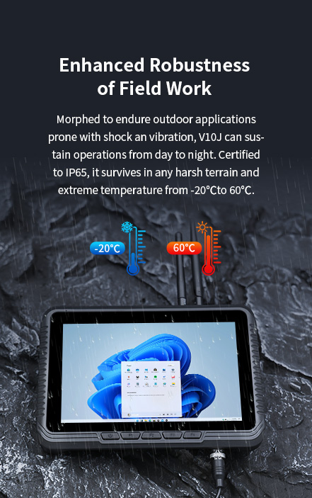 Certified to lP65, it survives in any harsh terrain and extreme temperature from -20'C to 60°C.