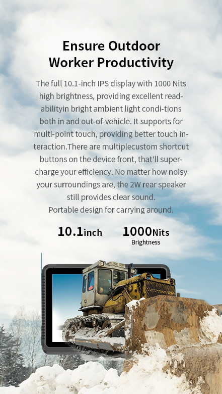 The full 10.1-inch lPs display with 1000 Nits high brightness, providing excellent readability in bright ambient light condi.tions both in and out-of-vehicle. 