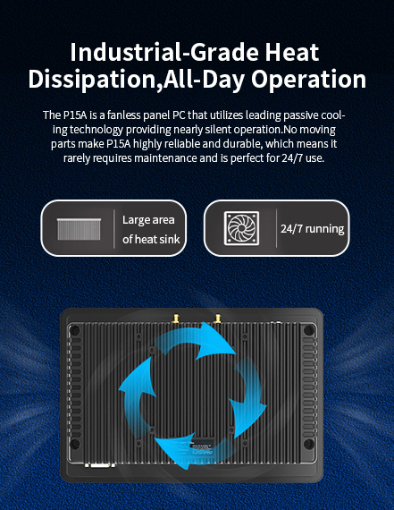 The Pl5A is a fanless panel PC that utilizes leading passivecooling technology providingnearly silent operation.