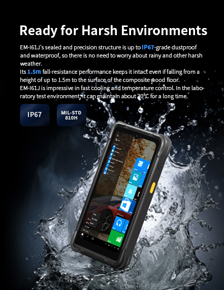 EM-161J's sealed and precision structure is up to lP65-grade dustproofand waterproof, so there is no need to worry about rainy and otherharsh weather.