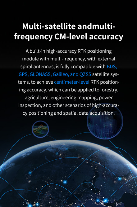 Multi-satellite and multi-frequency, CM-level accuracy RTK positioning module with multi-frequency.with externalspiralantennas.