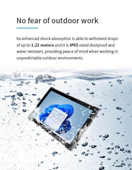 Its enhanced shock absorption is able to withstand drops'ofup to 1.22 meters and it is lP65 rated dustproof and waterresistant,