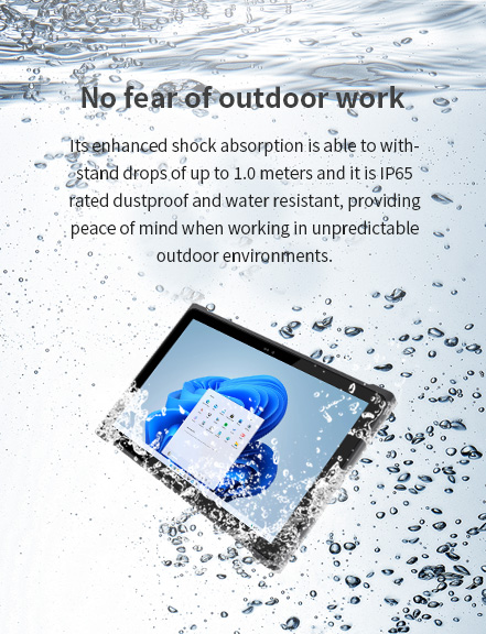 Its enhanced shock absorption is able to withstand dropsofup to 1.0 meters and it is lP65 rated dustproof and waterresistant.