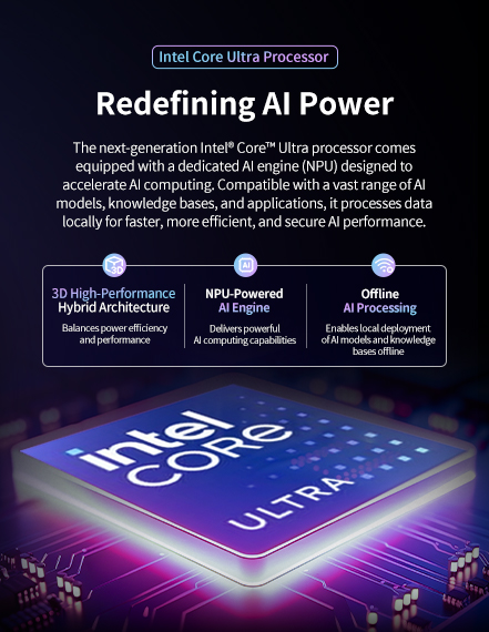 The next-generation Inte|* Core" Uitra 7 processor comes equipped with a dedicated Alengine (NPU) designed to accelerate Al computing.