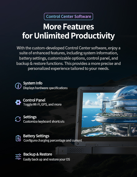With the custom-developed Control Center software, enjoy a suite ofenhanced features.