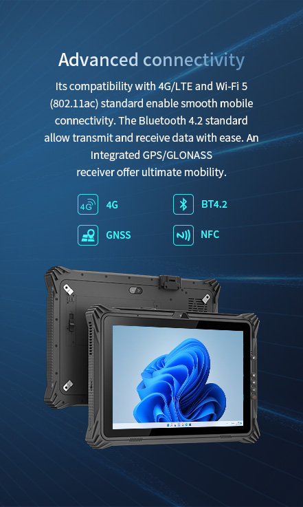 4G/LTE and Wi-Fi 5 (802.1lac)standard enable smooth mobile connectivity. TheBluetooth 5.0 .An Integrated GPS/GLONASSreceiver offer ultimate mobility