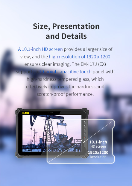 A 10.1-inch HD, and the high resolution of 1920 x 1200 ensures clearimaging. The EM-117J (EX) supports a 10-point capacitive touch panel.