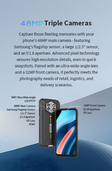 Capture those fleeting memories with your phone's 48MP main camera -featuring Samsung's flagship sensor, a large1/2.3" sensor, and an f/1.8 aperture.