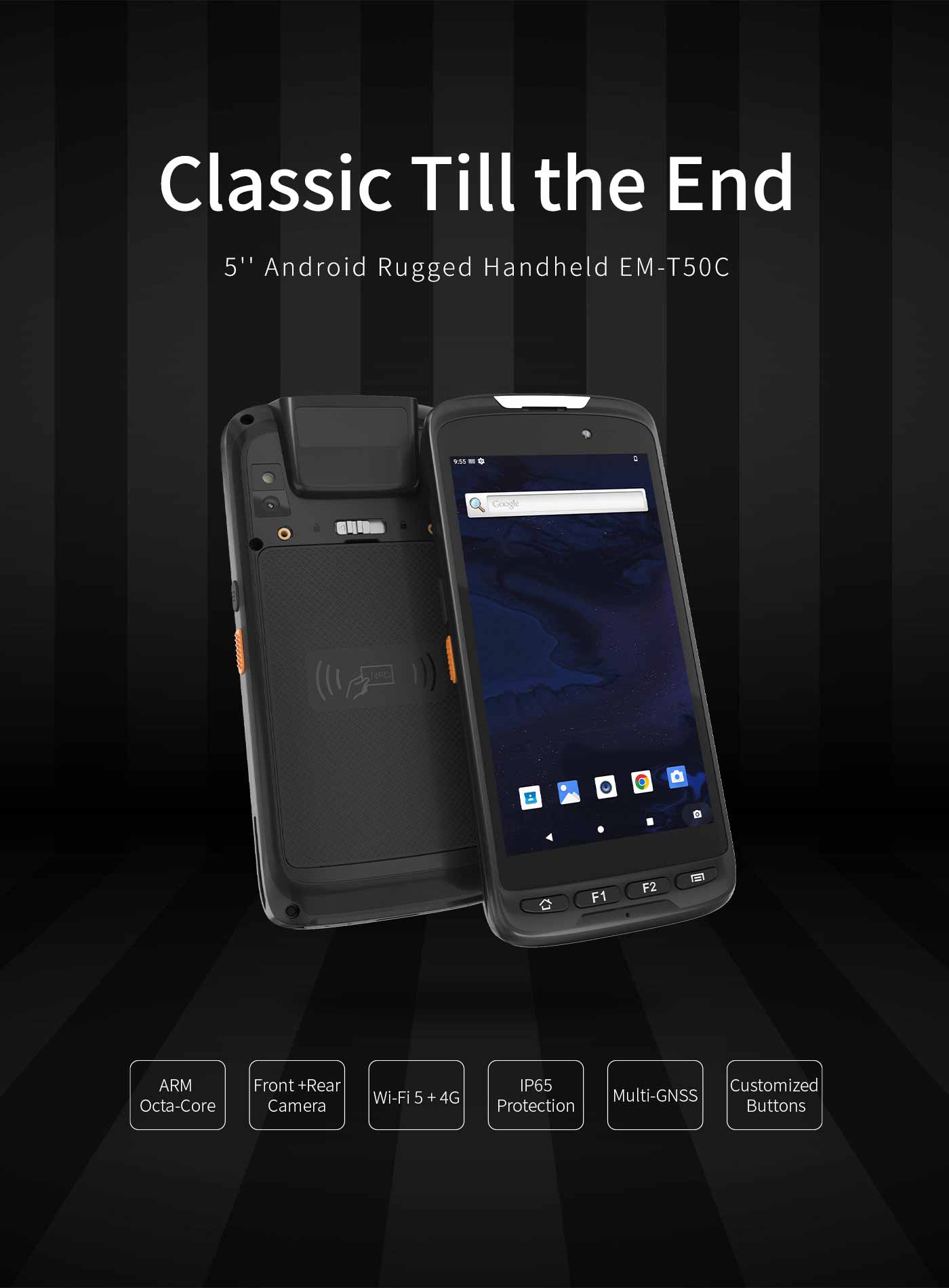 Classic Till the End 5''Android Rugged Handheld EM-T50C