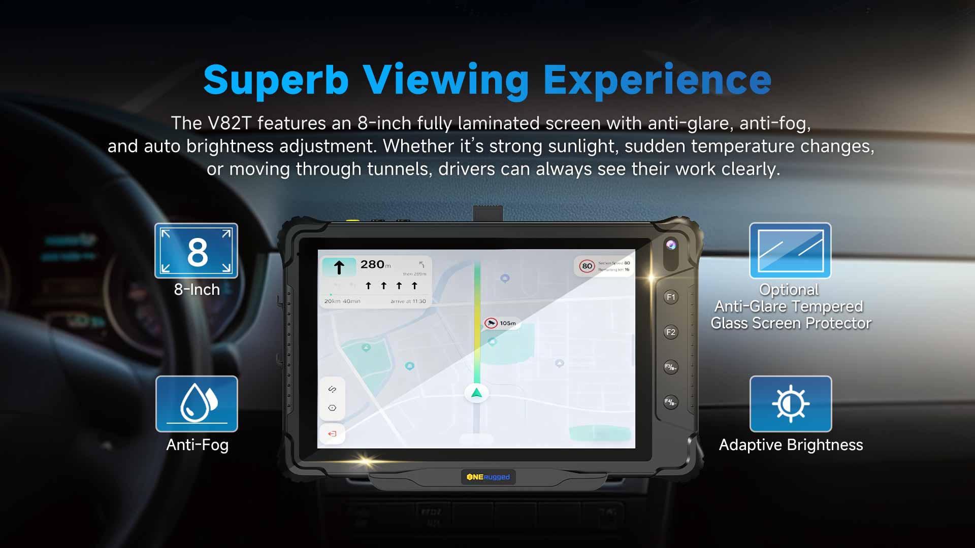 Superb Viewing Experience with 8-inch Screen