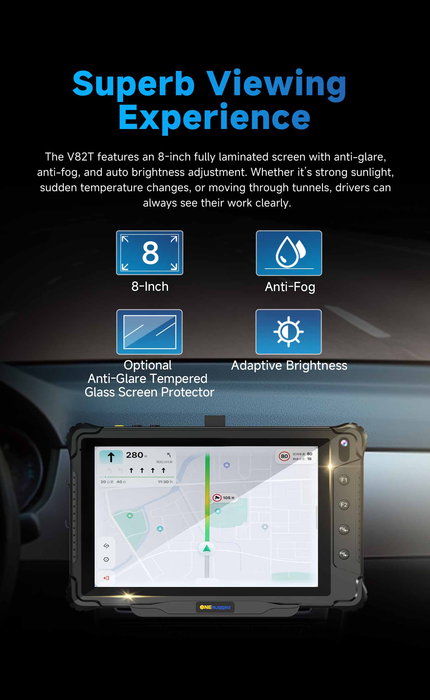 Superb Viewing Experience with 8-inch Screen