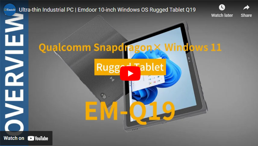 Ультратонкий промышленный ПК | Emdoor 10-дюймовый прочный планшет с ОС Windows Q19